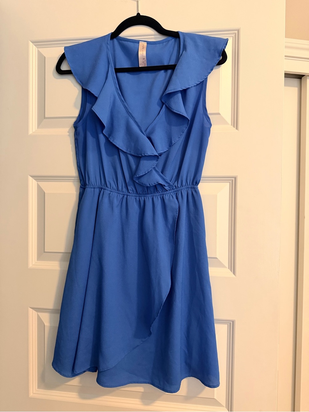 Francesca’s Blue Ruffle V-Neck Women's Dress - Size M